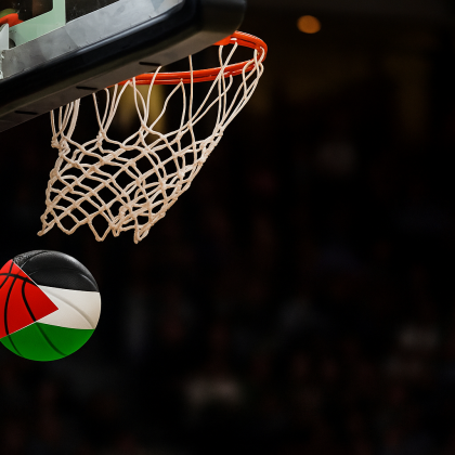 Košarkarska žoga v barvah palestinske zastave