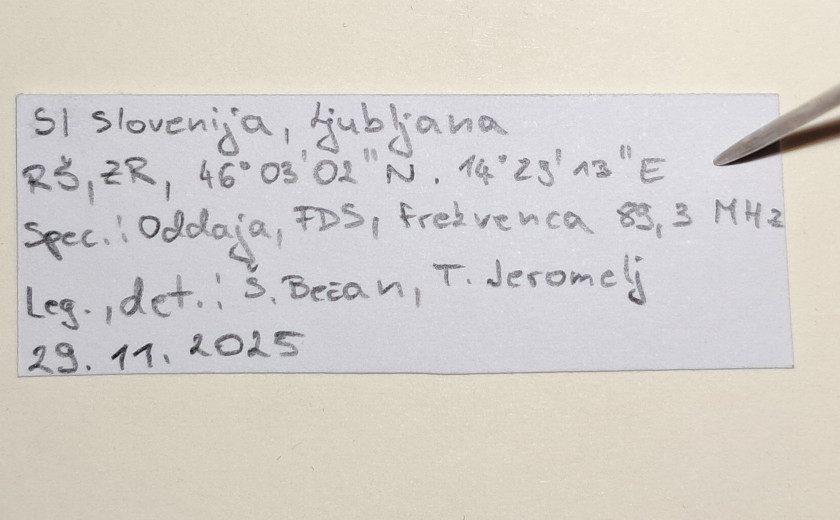 Listek z oznako vrste - oddaja FDS