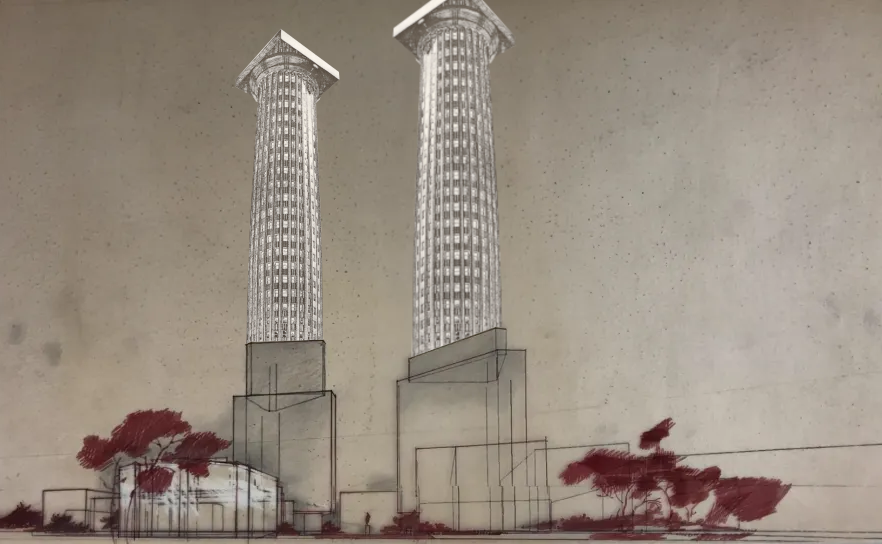 Perspektivna risba predloga za najlepši in najbolj prepoznavni stolpnici